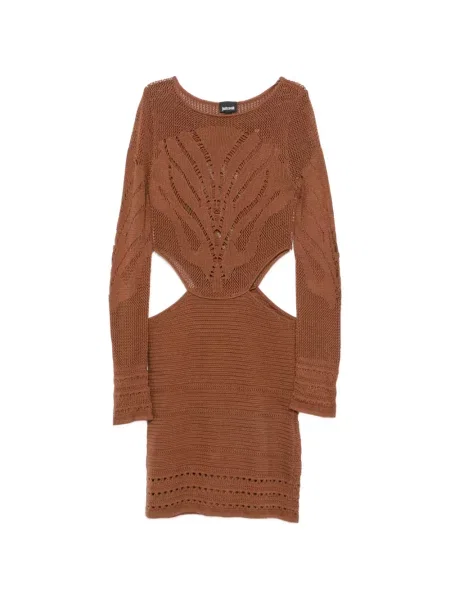 Kötött mini ruha Just Cavalli barna