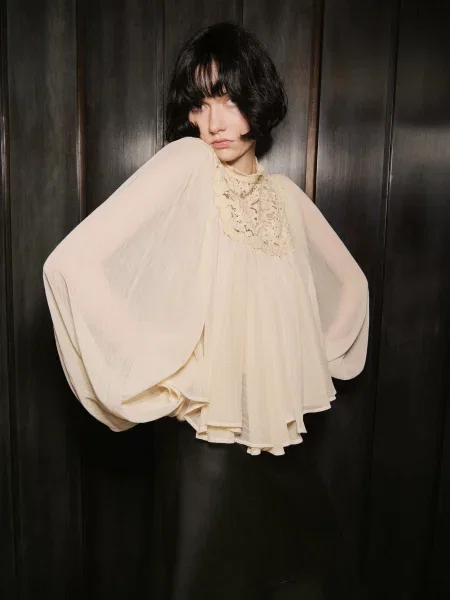 Блуза MANGO бежевий