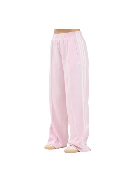 Moherowe spodnie Adidas Originals ze sznurkiem do biegania różowe
