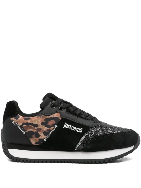 Sneakerși Just Cavalli cu imagine cu model leopard negru