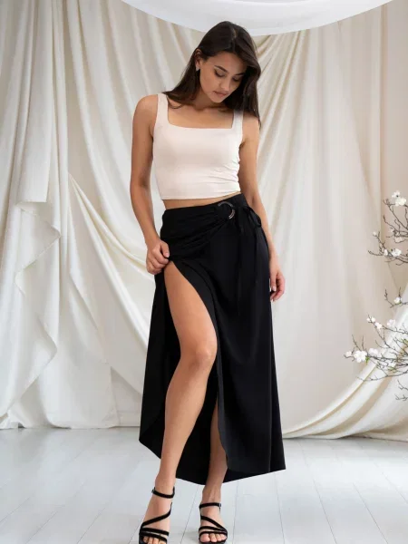 Спідниця міді RiMari віскоза/модал чорний