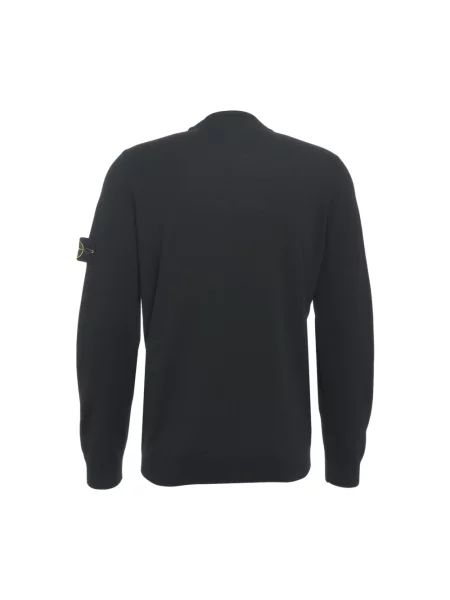 Sweter Stone Island z nadrukiem z okrągłym dekoltem czarny