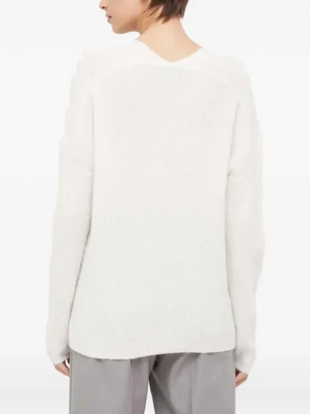 Pulover Mos Mosh cu decolteu în V alb