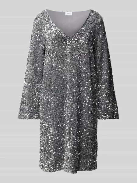 Sukienka mini z cekinowym obszyciem model ‘FAITH’ Vila srebrna