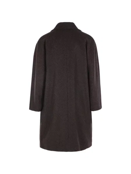 Palton Hevo cu model herringbone cu două rânduri de nasturi maro