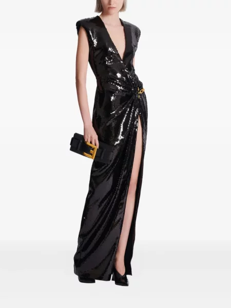 Rochie Balmain cu paiete drapată de costum negru