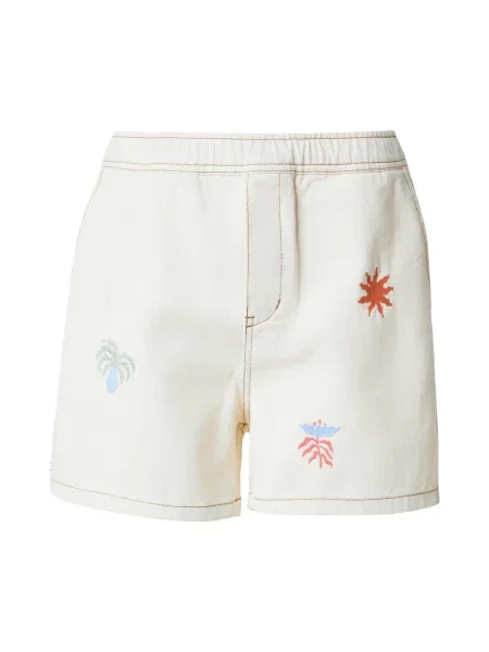 Kaotiko Pantaloni CARPENTER PARADISE IVORY fildeş / albastru deschis roșu