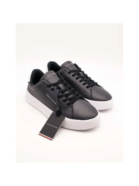 Tommy Hilfiger bőr sportcipő TH COURT LTH DETAIL ESS sötétkék kék
