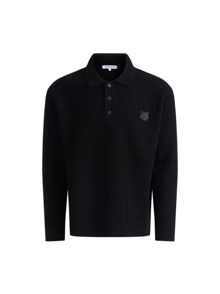 Sweter Maison Kitsune wełniany czarny