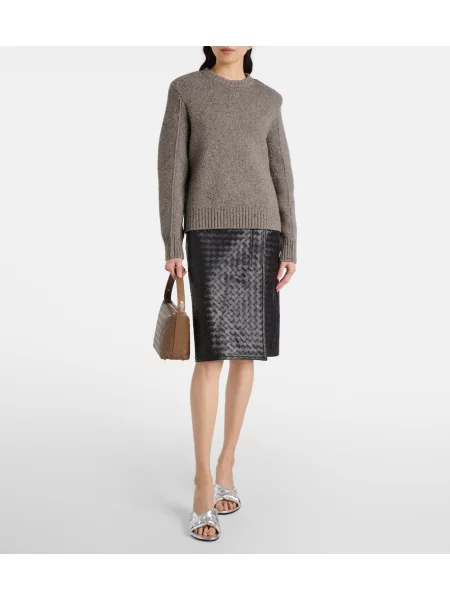 Usnjene mules Bottega Veneta srebrna