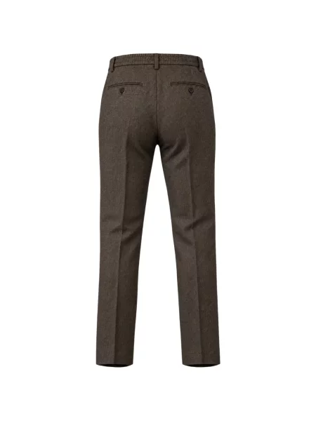 Pantaloni Cruna cu model herringbone maro