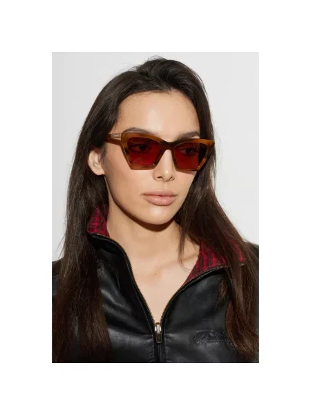 Okulary przeciwsłoneczne Alexander Mcqueen w geometryczne wzory pomarańczowe