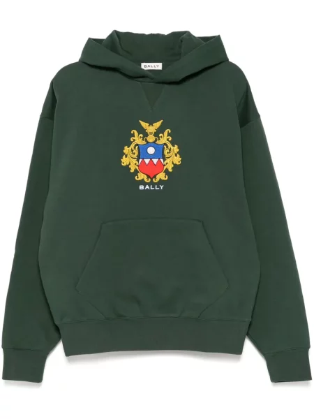 Hanorac cu glugă Bally cu broderie verde