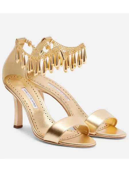 Sandale Manolo Blahnik din piele auriu