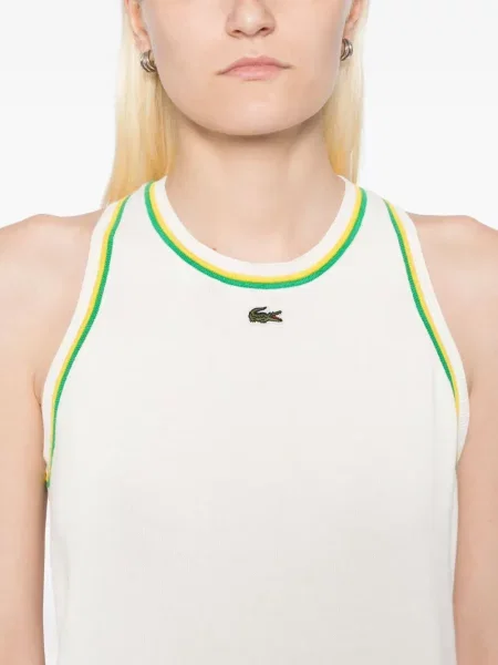 Top Lacoste din jerseu alb