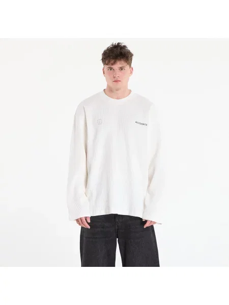 Mikina AllSaints Emblem Ls Crew Cottage White L bílá