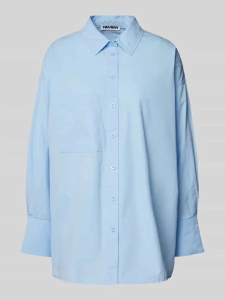 Bluzka koszulowa o kroju oversized z kieszenią na piersi Review