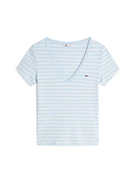 Tommy Jeans Tricou Essential albastru deschis alb