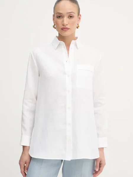 MM by Max Mara cămașă pentru femei din in FILO alb