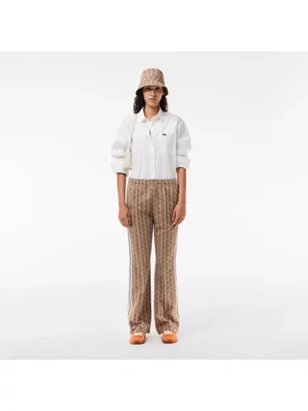 Lacoste Spodnie Dresowe Z Nadrukiem Monogramu brązowe