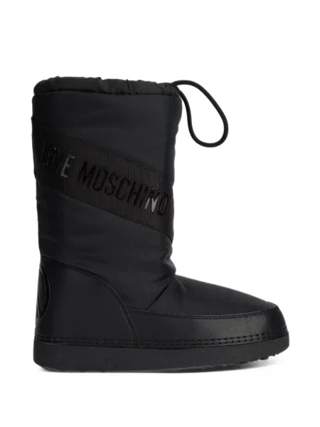 Botine Love Moschino cu motiv cu inimi cu autograf negru