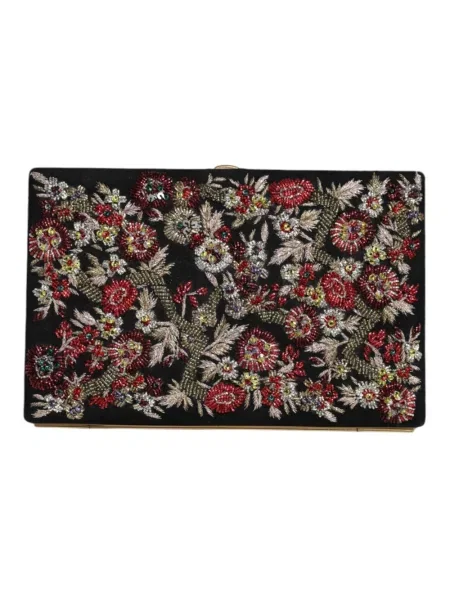Kopertówka Dolce And Gabbana zamszowa w kwiatki czarna