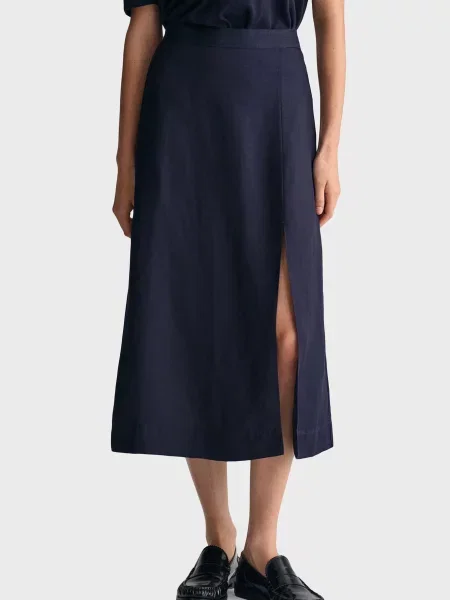 Льняная юбка миди Gant синяя