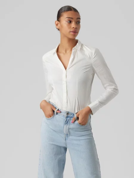 VERO MODA Bodi srajca LADY naravno bela