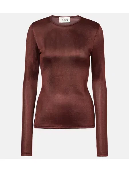 Dzianinowy top Tove bordowy