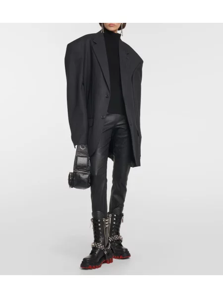 Botine Christian Louboutin biker negru