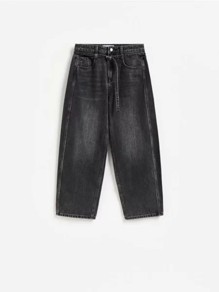 Reserved LADIES` JEANS TROUSERS & BELT negru