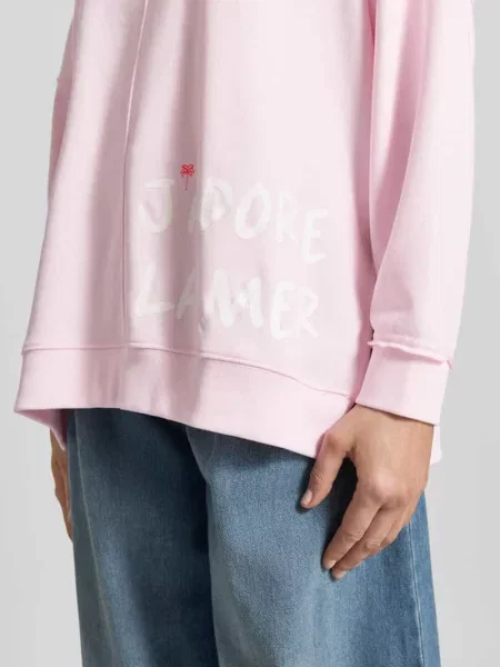 Oversized bluza z nadrukiem z napisem i zrolowanym brzegiem Smith And Soul różowa