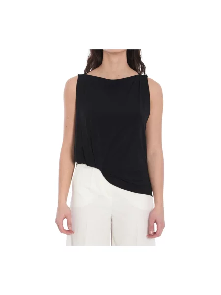Udrapować top Jacquemus bez rękawów asymetryczny czarny
