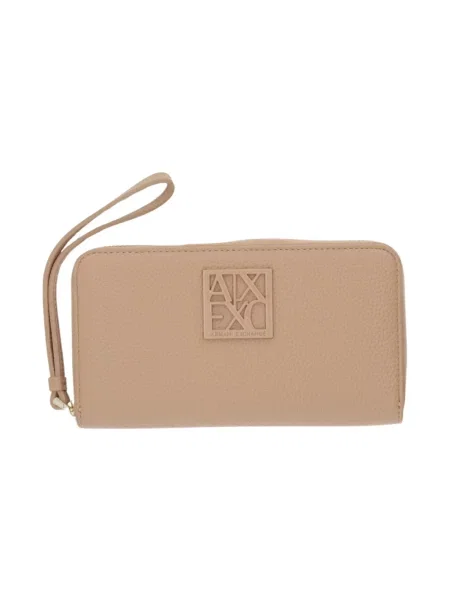 Portfel Armani Exchange z logo beżowy