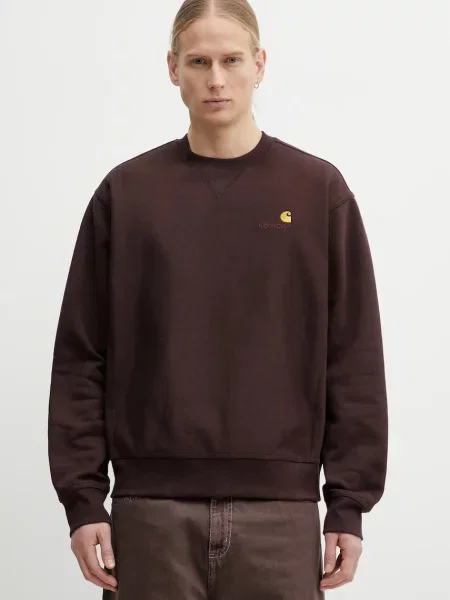 Carhartt WIP bluza American Script Sweat gładka brązowy