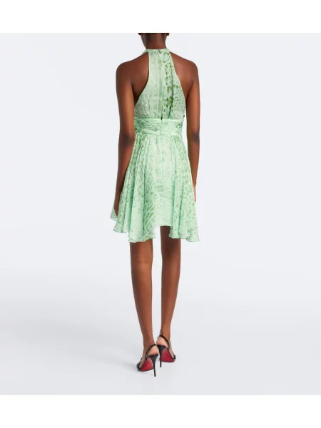 Rochie Roberto Cavalli de mătase cu imagine verde