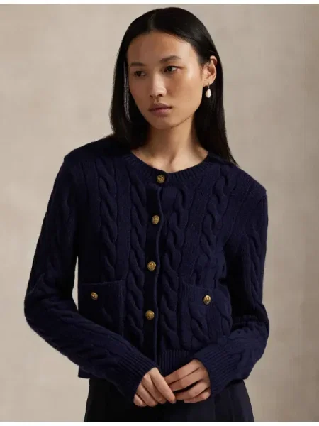 POLO RALPH LAUREN De lână cardigan Cable | Cropped Fit cu adaos de cașmir