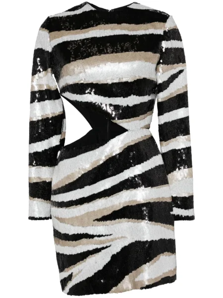 Haftowana jedwabna sukienka mini Elie Saab garniturowa czarna