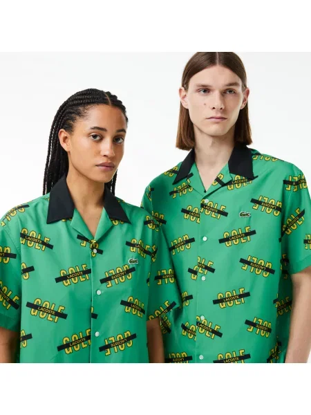 Lacoste Koszula Uv Protect Z Krótkim Rękawem I Z Nadrukiem