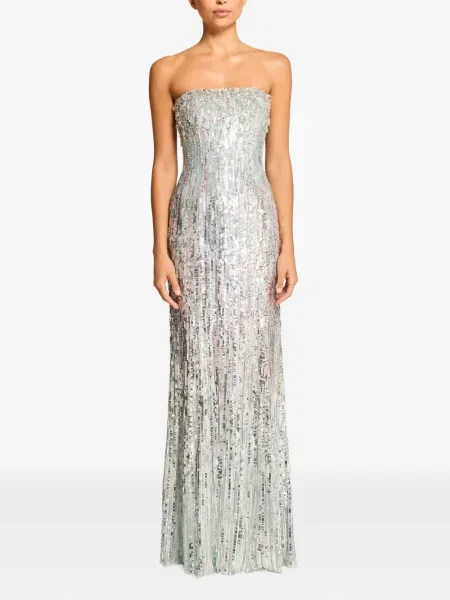Rochie maxi Jenny Packham cu paiete de costum gri