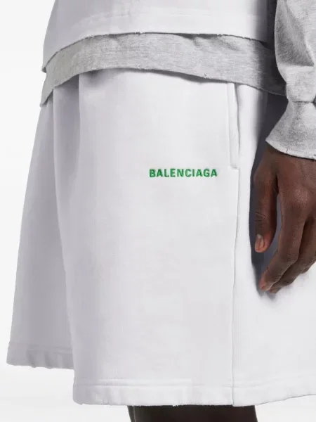 Pantaloni scurți Balenciaga cu broderie alb