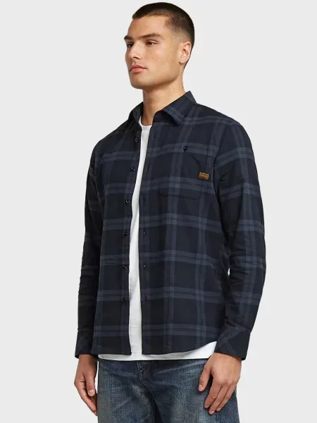 Картата сорочка G-star Raw синя