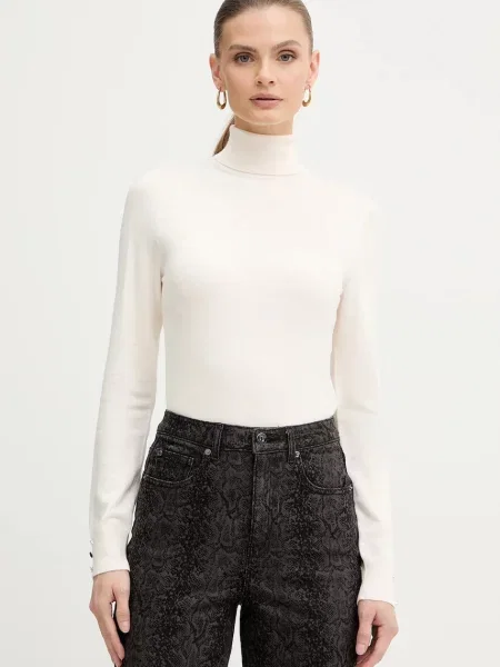 Morgan sweter lekki z golfem MFLORIA beżowy