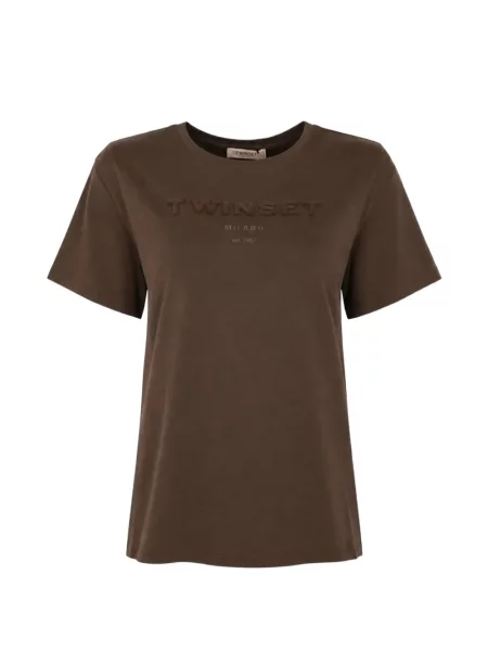 Tricou Twinset cu broderie maro