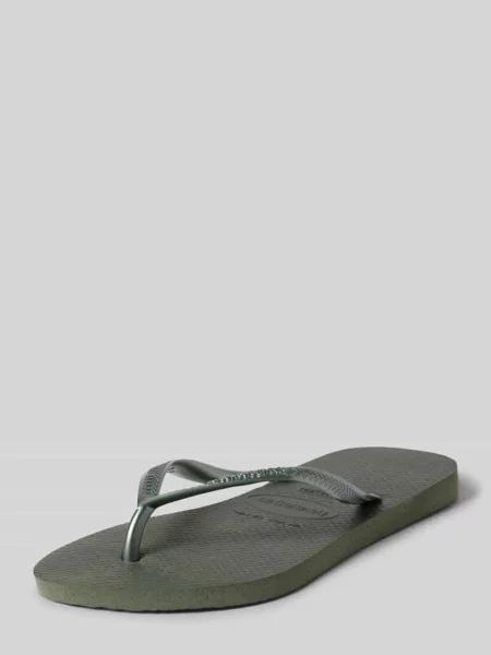 Japonki z detal z logo Havaianas oliwkowe