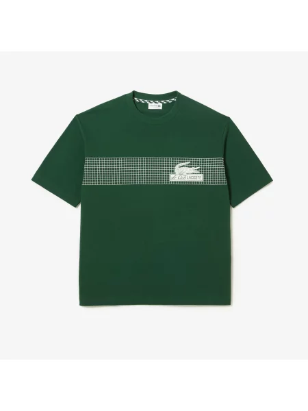 Lacoste Koszulka Z Nadrukiem Tenisowym O Luźnym Kroju Lacoste zielona