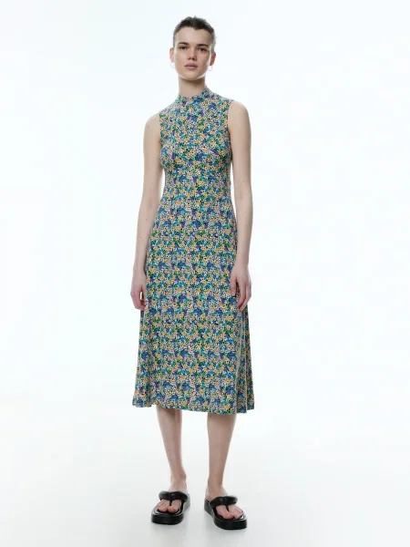 EDITED Rochie Talia albastru / galben / roz negru