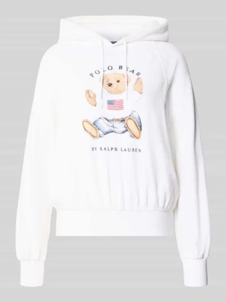 Bluza z kapturem o kroju regular fit z nadrukiem polo bear Polo Ralph Lauren biała