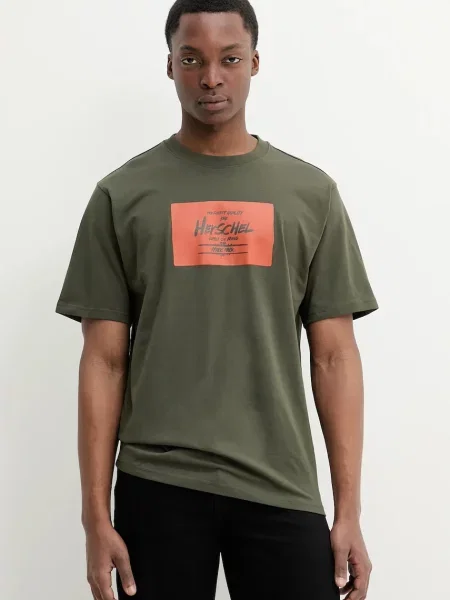 Тениска Herschel с принт зелено