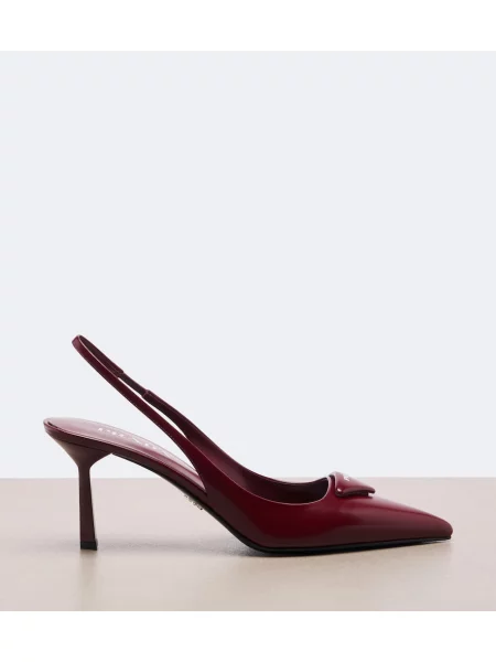 Pantofi cu toc Prada din piele slingback roșu